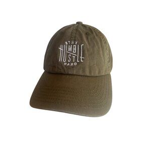 Stay Humble Hustle Hard Olive Green Cotton Baseball Cap Adjustable Strap‎